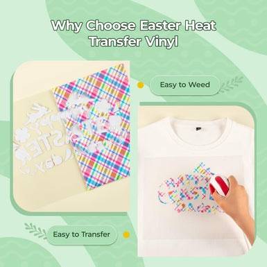 Easter Plaid Heat Transfer Vinyl - 11 Pack Easter Iron on Vinyl for T-Shirts - 12"x10"