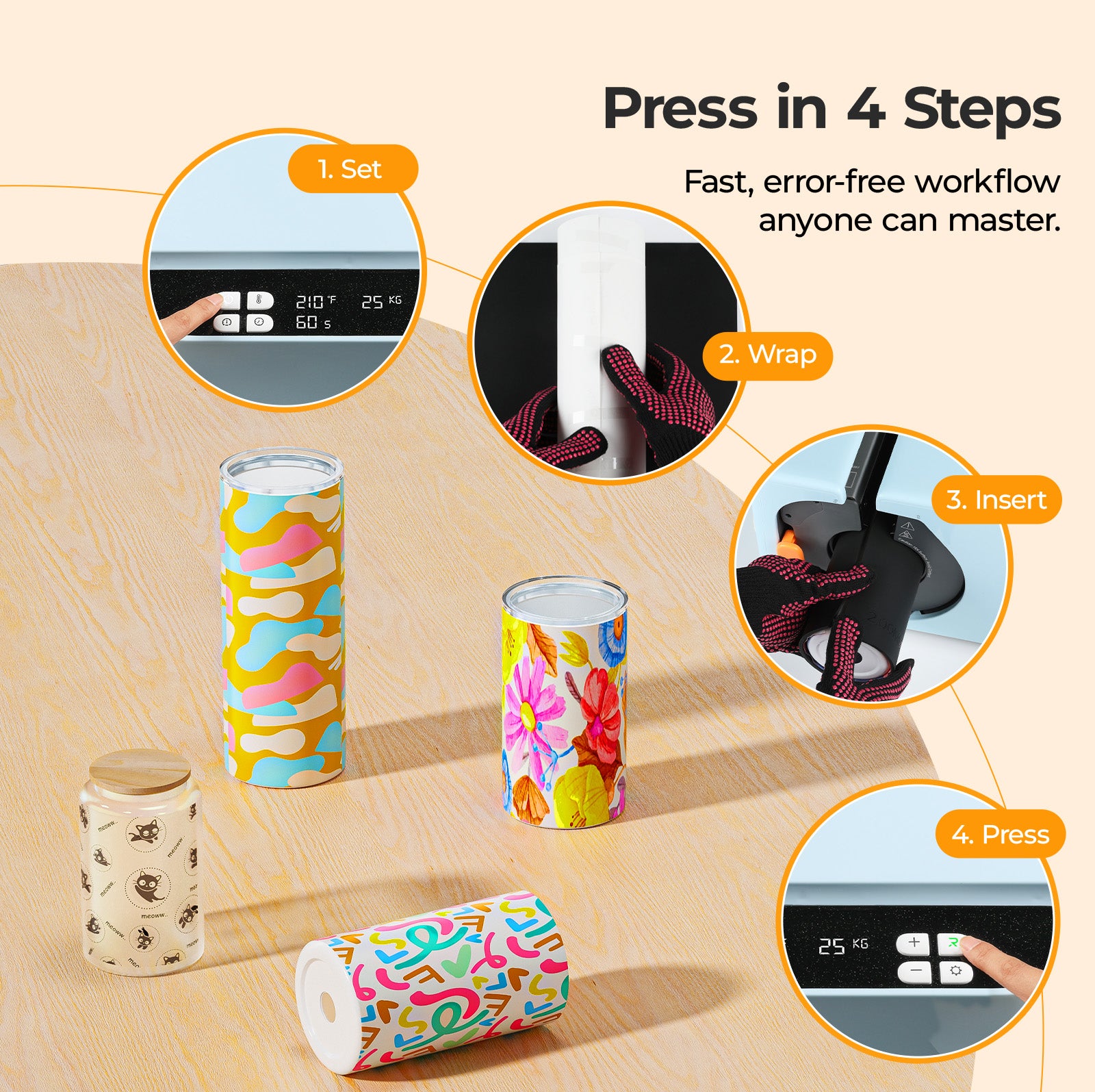 HTVRONT A200 Auto Tumbler Heat Press,  A200 Standard Kit A