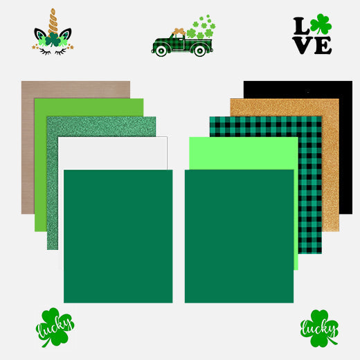 St. Patricks Day Heat Transfer Vinyl Bundle 12"x 10" 10 Sheets