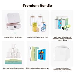 [Premium Bundle] Tumbler Heat Press + Blank Cups Premium Bundle - White