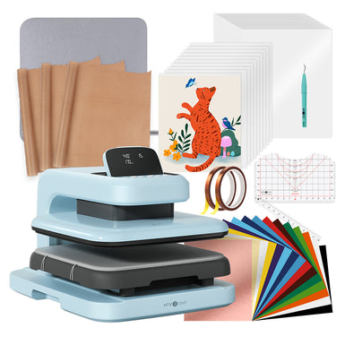 [Essential Bundle] HTVRONT Auto Heat Press 2 + Heat Press Accessories Bundle - Bubble Blue