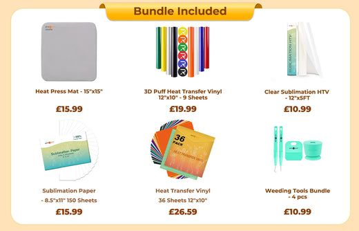 [Spring Sale]LOKLiK Auto Heat Press 2+HTV & Sublimation Essential Bundle(36 sheets HTV+150 sheets Sublimation Paper A4+Sublimation HTV Roll+PUFF HTV*8+Tools Bundle)