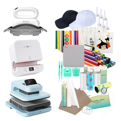 [All in one]HTVRONT Auto Heat Press 2+Tumbler Heat Press+Hat Heat Press+All in One Bundle(Multicolor HTV Roll*20+150 sheets Sublimation Paper A4+Sublimation HTV Roll+PUFF HTV*8+Tumbler Blanks*4+Canvas Bags*6+Cap*2+Tools≥237 ￡)