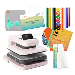 [Limited Offer]HTVRONT Auto Heat Press 2+HTV & Sublimation Essential Bundle(36 sheets HTV+150 sheets Sublimation Paper A4+Sublimation HTV Roll+PUFF HTV*8+Tools Bundle)