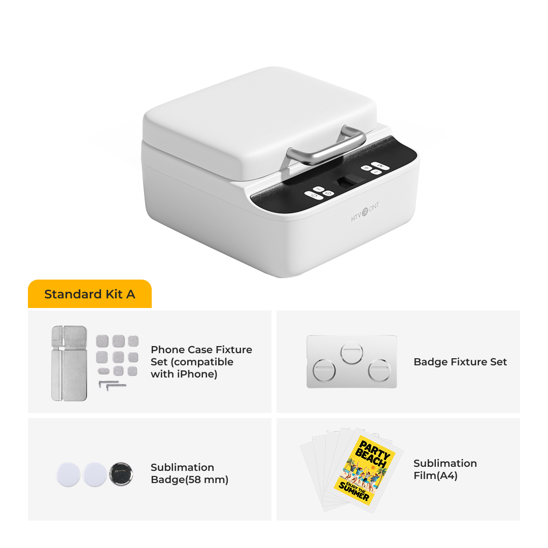 White H17 phone case heat press with accessories on a white background