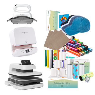 [All-in-one Bundle] Auto Heat Press 2 + Tumbler Heat Press + Hat Heat Press + Accessories Bundle - White
