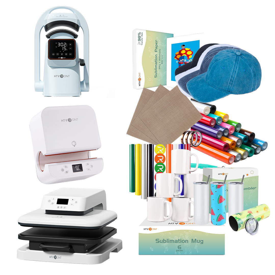 [All One Bundle] Auto Heat Press + Tumbler Heat Press + A300 Auto Hat Heat Press + Accessories Bundle