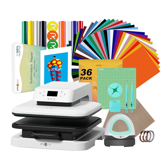 [Premium Bundle] Auto Heat Press Machine + Heat Press Accessories Premium Bundle - White