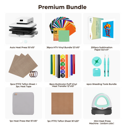 [Premium Bundle] Auto Heat Press Machine + Heat Press Accessories Premium Bundle - Light Blue