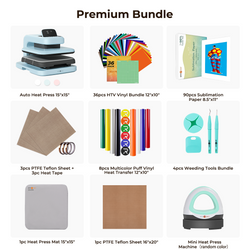 [Premium Bundle] Auto Heat Press Machine 2 + Heat Press Accessories Premium Bundle - Bubble Blue