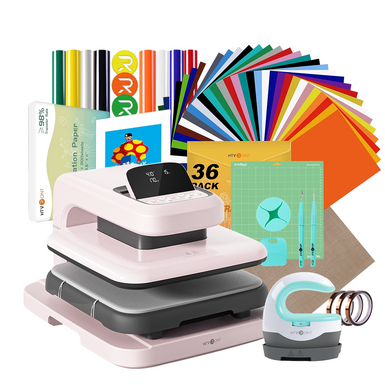 [Premium Bundle] Auto Heat Press Machine 2 + Heat Press Accessories Premium Bundle - Pastel Pink
