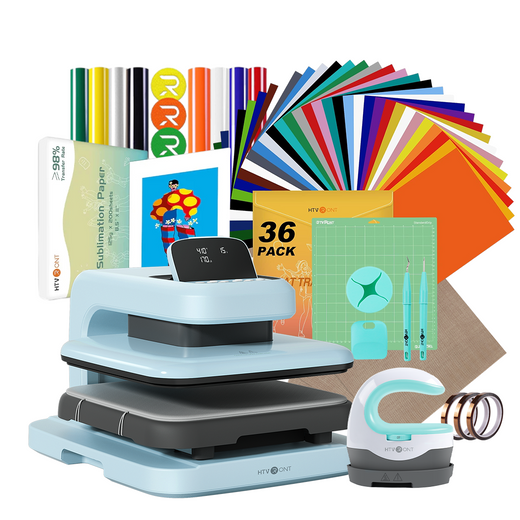 [Premium Bundle] Auto Heat Press Machine 2 + Heat Press Accessories Premium Bundle - Bubble Blue