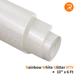 White Glitter Heat Transfer Vinyl Roll for Sublimation - 10" x 6 Ft （2 Colours）