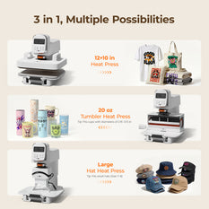 HTVRONT A100 Auto Multi Heat Press, Beginner Kit