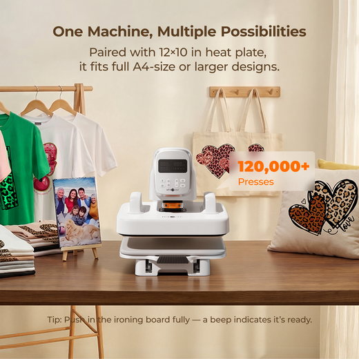 HTVRONT A100 Auto Multi Heat Press, Beginner Kit