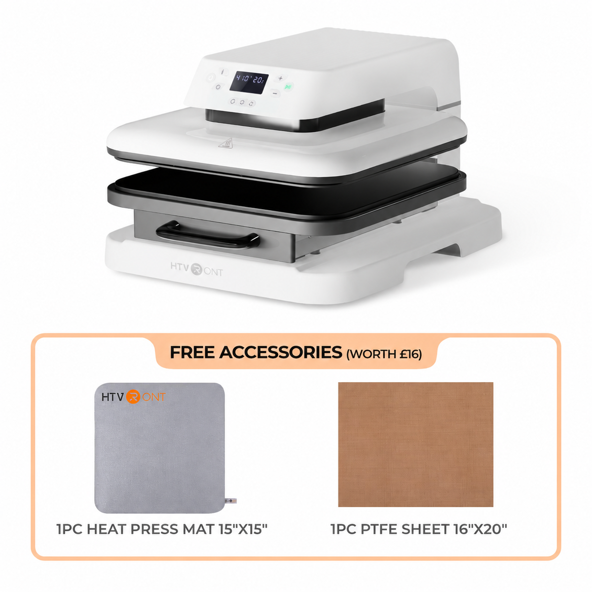 HTVRONT Auto Heat Press 15"x15" 230V - (2 Colours)