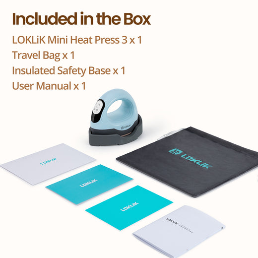 [Premium Bundle]LOKLiK Mini3 Heat Press+HTV&Sublimation Bundle(PUFF HTV *8+Multicolor HTV*36+Sumblimation Paper*30+Sumblimation HTV*5+PTFE Teflon Sheet+Heat Press Mat+Cutting Mat≥￡90)