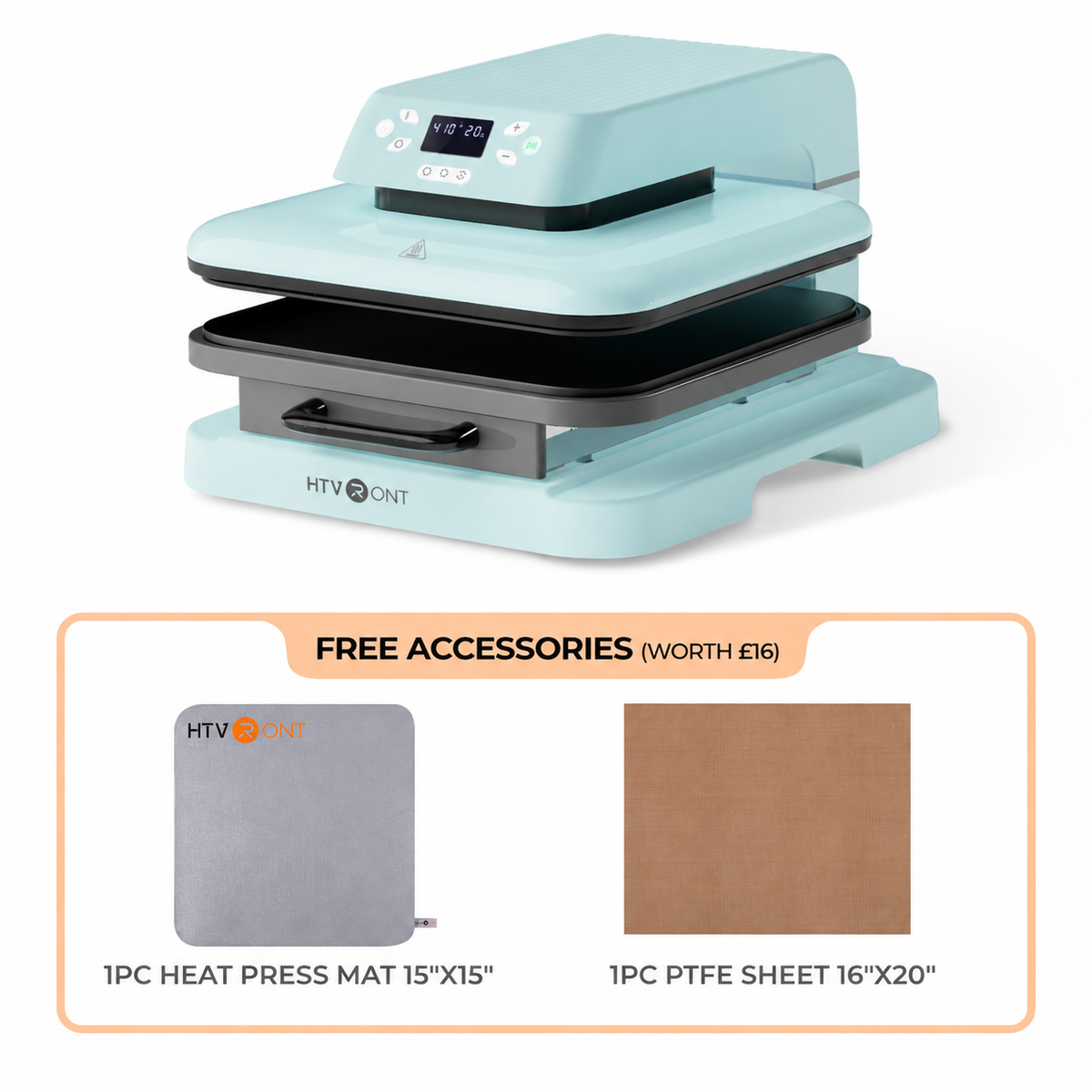 HTVRONT Auto Heat Press 15"x15" 230V - (2 Colours)