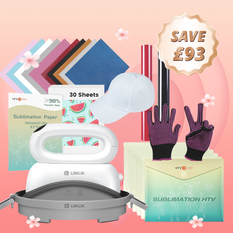 [Back To School]  Hat Heat Press Machine+HTV&Sublimation Bundle (Puff HTV Roll *2+Baseball Cap Blank*1+Glitter HTV *5+Sublimation Paper*30+Sublimation HTV*5+PTFE Teflon Sheet*1+1Pair Gloves≥￡73)