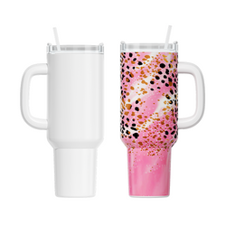 2 Pack 40oz Sublimation Tumbler Blanks With Handle, Suitable For A200H Auto Handle Tumbler Heat Press