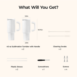 2 Pack 40oz Sublimation Tumbler Blanks With Handle, Suitable For A200H Auto Handle Tumbler Heat Press