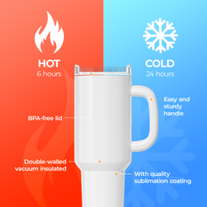 2 Pack 40oz Sublimation Tumbler Blanks With Handle, Suitable For A200H Auto Handle Tumbler Heat Press