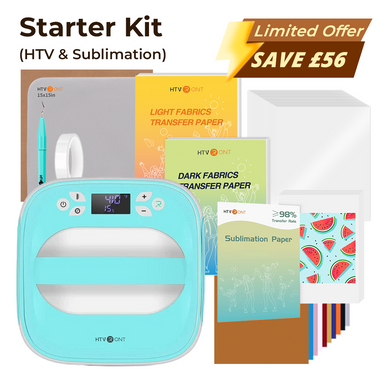 [Starter Kit]T Shirt Heat Press Machine - 10"X10"&Starter Kit(HTV Vinyl*10+Sublimation paper*25+Heat Transfer Paper*10+ Heat Press Mat +Tools)