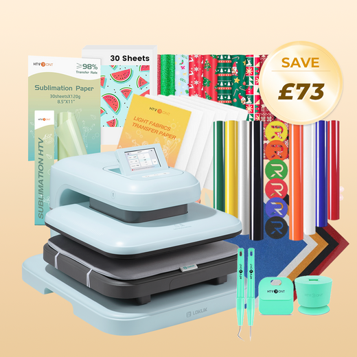 [Prime Day Deal] LOKLiK Auto Heat Press 2+Great Value Bundle (HTV Vinyl, Sublimation Paper,Weeding Tools)