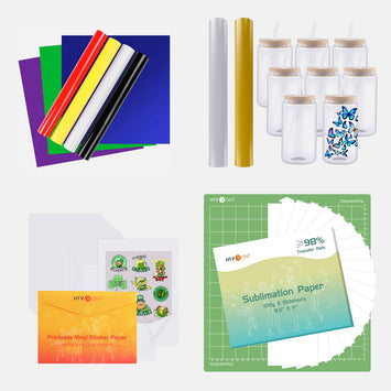 8 Pack Glass Sublimation Blank + Basic Sublimation &  Printable & Permanent Vinyl Bundle
