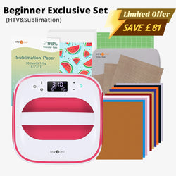 [Starter Kit]Easy Heat Press Machine - 10"X10"&Starter Kit(10sheets HTV +30pc Sublimation paper+ Heat Press Mat +Cutting Mat+Teflon Sheet*3 ≥￡42)