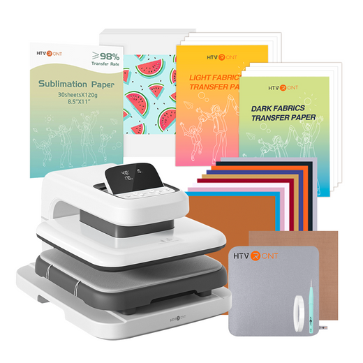 [New Customer Exclusive]HTVRONT Auto Heat Press 2 - 15x15 + 52 Pack Heat Press Accessories(HTV,Sumblimation Paper,Transfer Paper,Heat Press Mat,Teflon Sheet,Heat Tape,Weeding Hook)