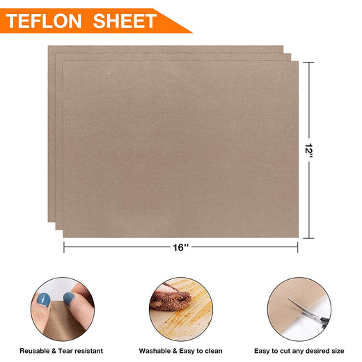 PTFE Teflon Sheet for Heat Press - 16"x12"（3pc/10pc/3pc+3tape）