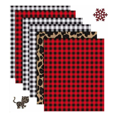 Christmas Buffalo Plaid Heat Transfer Vinyl Bundle - 12"x10" 6 Pack