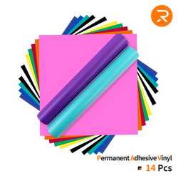 Matte Adhesive Vinyl Bundle - 12"x12" 14 Pack (12 Assorted Colors)