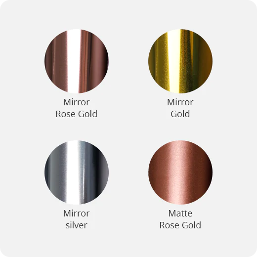 Mirror Metallic Adhesive Vinyl Roll - 12"x10 Ft (4 Colors)