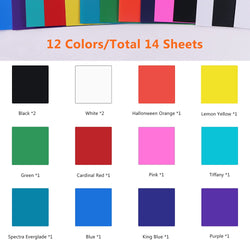 Matte Adhesive Vinyl Bundle - 12"x12" 14 Pack (12 Assorted Colors)