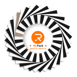 Heat Transfer Vinyl Sheet - 12"x12" 40 Pack White + Black