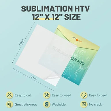 Glossy Clear HTV Vinyl for Sublimation - 12" x 12"  10 Pack