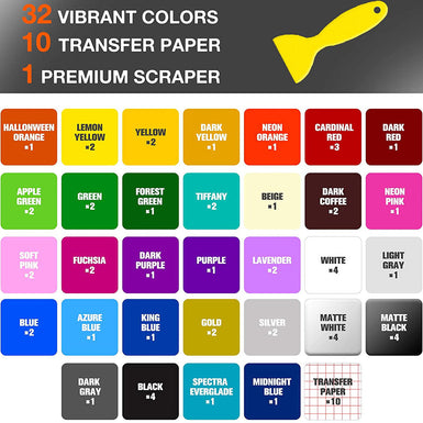 Adhesive Vinyl Bundle - 12"x12" 65 pack (35 Assorted color)