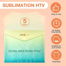 Clear Sublimation HTV for Light Fabric   - 12" x 10"  5 Pack