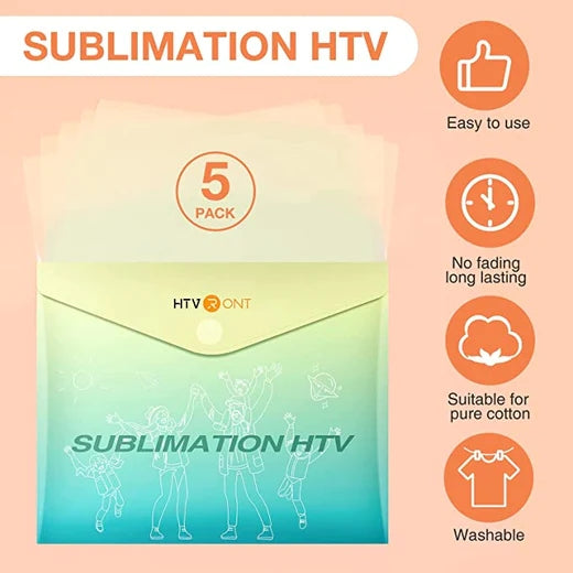 Clear Sublimation HTV for Light Fabric   - 12" x 10"  5 Pack