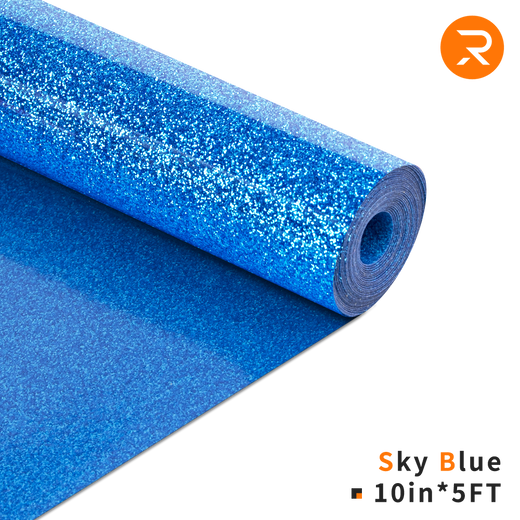 Glitter Heat Transfer Vinyl Roll - 10"x5 Ft Sky Blue