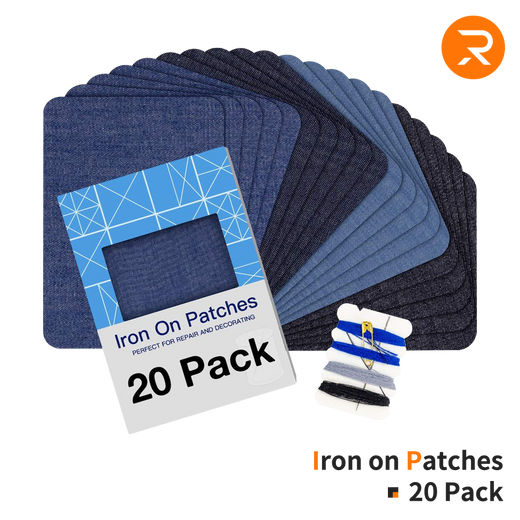 Iron on Patches - 3" by 4-1/4" 20 Pack (4 Assorted Colors )