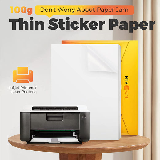 Glossy Printable Vinyl Sticker Paper 100 Sheets Waterproof  - 8.5"X 11"