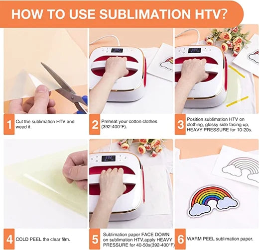 Clear Sublimation HTV for Light Fabric   - 12" x 10"  5 Pack