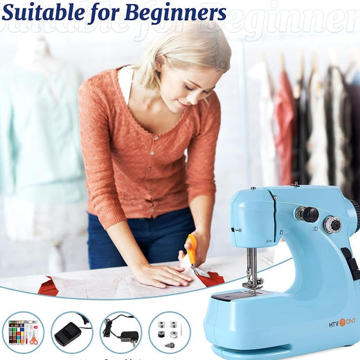 Mini Sewing Machine for Beginners + Extension Table + 42 Pcs Sewing Set +Neddle Threadar+4pcs Metal Bobbins