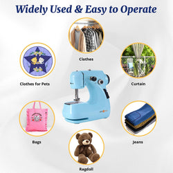 Mini Sewing Machine for Beginners + Extension Table + 42 Pcs Sewing Set +Neddle Threadar+4pcs Metal Bobbins