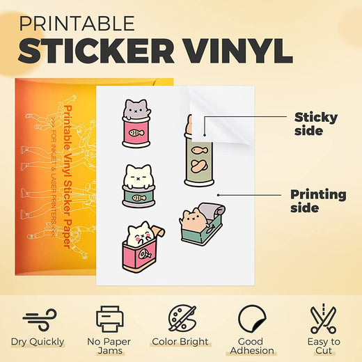 Matte Printable Vinyl Sticker Paper 100 Sheets Waterproof  - 8.5"X 11"