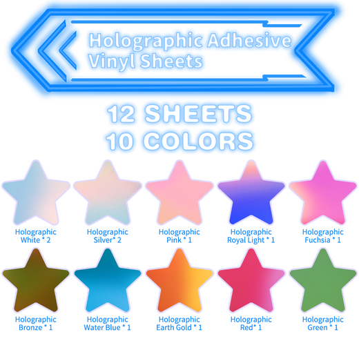 Ohuhu 11 Holographic Opal Vinyl Sheets for Cricut, 12 x 12 for