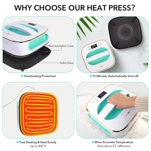  Heat Press Machine for T Shirts - 7 x 5 Portable Mini Heat  Press Fast Even Heat for HTV Vinyl Hats Bags Easy Press Machine for Heat  Transfer Projects with Insulated